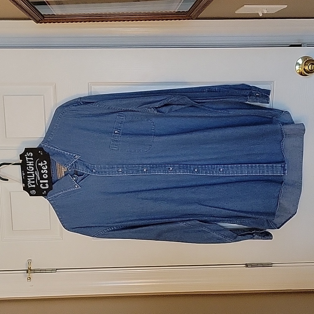 Preswick & Moore Denim Button Up Shirt 17 33/34 Blue